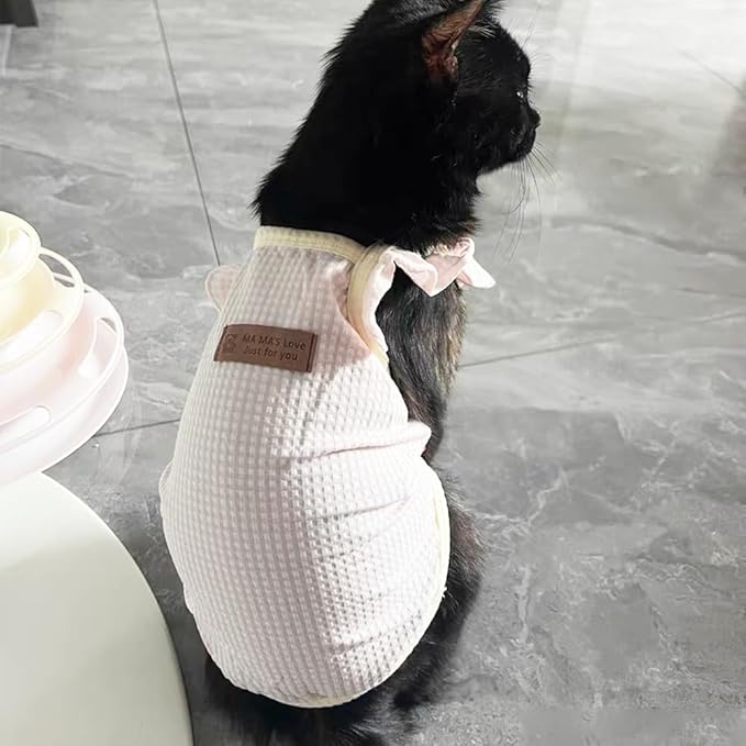 2-Pack Summer Pet Shirts - Breathable Cotton Blend, Ruffled Sleeves | Adorable Outfits for Small Dogs & Cats | XS-S Sizes, Ideal for Chihuahua, Yorkie, Poodle (Pink Yellow, X-Large)