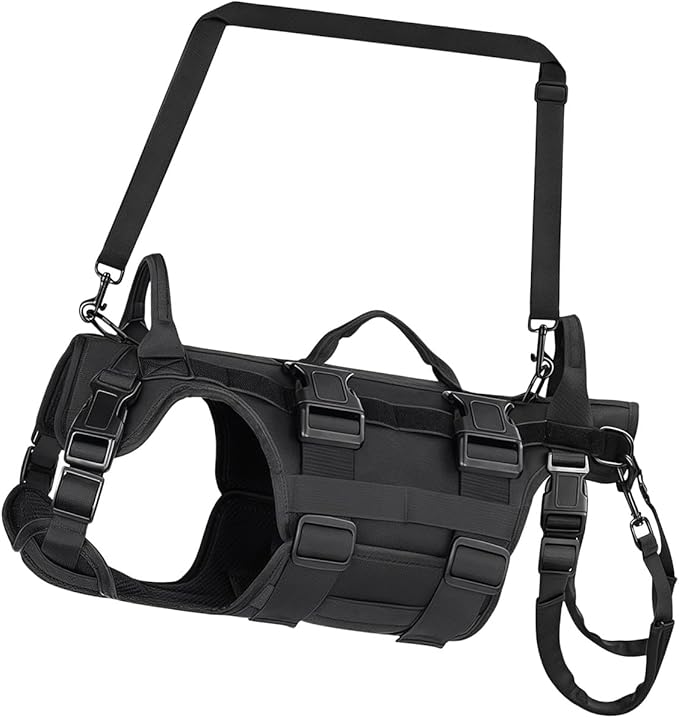 Dog Harness for Senior Hurt or Pets with Full Body Assistance and 3 Handles Pet Rehabilitation Lift with Easy Open Clasps and Water Fabric
