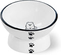 Anti-Rollover Elevated Ceramic Cat Bowls with A Sitting Puppy Pattern for Holding Food and Water, Black Border, Suitable for Small Dogs and Pets