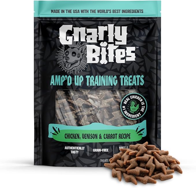 Amp’d Up Dog Training Treats, Soft and Chewy Healthy Snack for Puppies and Adult Dogs, Made with Real Chicken, Venison and Carrots, Grain Free, 14 oz