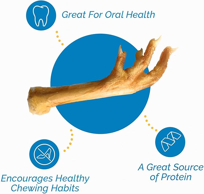 123 Treats Chicken Feet Dog Treats – 100% Natural Baked Chicken Feet for Dogs, Single Ingredient Chew Snacks, Support Joint & Dental Health | Excellent Source of Chondroitin (7 Ounces)