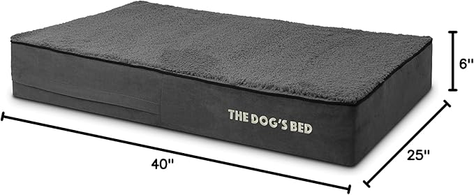 The Dog’s Bed Orthopedic Memory Foam Dog Bed for Large Dogs, Waterproof Washable Cover, Anti-Slip Base, Calming Surface – CertiPUR-Certified Foam, Grey Plush, 6 Inch Thick