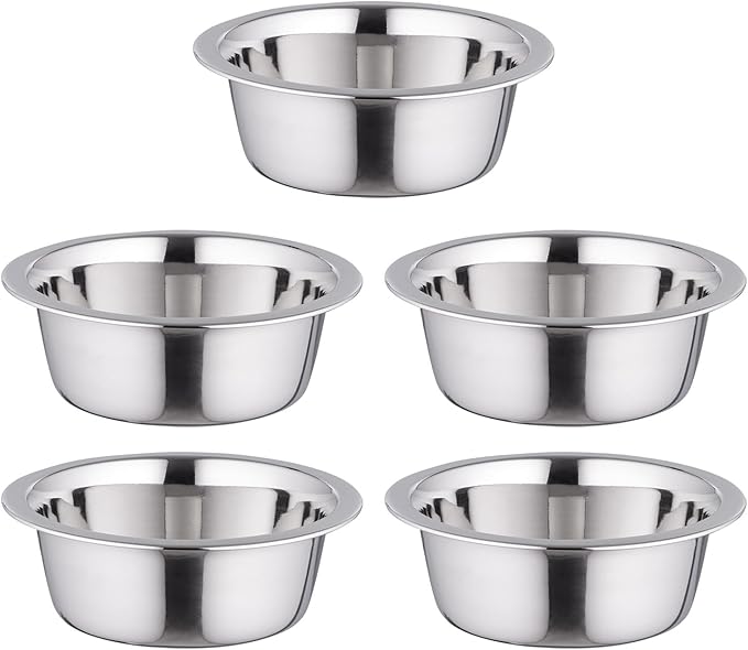 IRIS USA 16 oz Stainless Steel Cat Bowls for Food & Water, Durable, Easy to Clean, Perfect for Cats and Kittens, 5 Pack