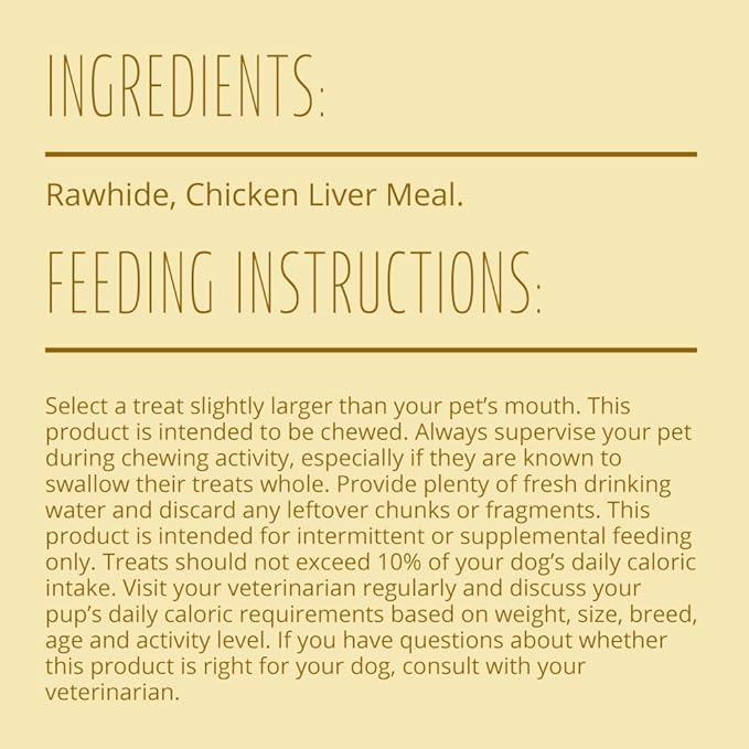 Better Belly Chicken Liver Small Rawhide Rolls, 320-Count (1 CASE OF 16 PACKS OF 20 INDIVIDUAL ROLLS)