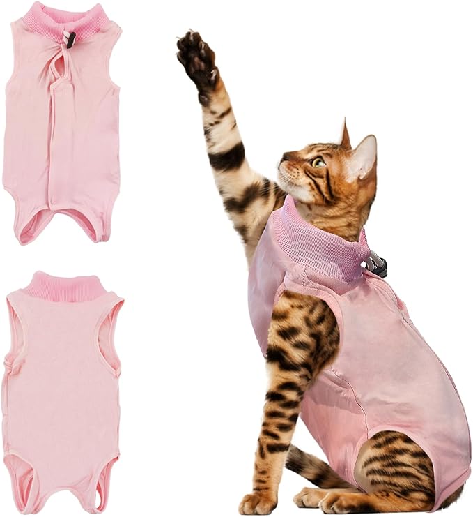 Cat Surgery Recovery Suit - L Size Pink, Soft and Breathable for a Comfortable Recovery, Designed for Ease of Wear and Ideal Post-Op Care