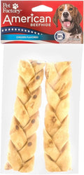Pet Factory American Beefhide 6" Braided Sticks Dog Chew Treats - Chicken Flavor, 2 Count/1 Pack