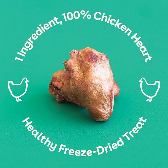 Pupford Freeze Dried Chicken Hearts Treat for Dogs & Puppies - Healthy, Natural, Single Ingredient Dog Treats - Made in USA (2.75 oz)