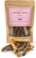 TAIL & TONIC Salmon Skin Dog Treats - Single Ingredient, Air-Dried Chewy Fish Skins, High Protein, Omega-3 Rich Dental Chews (Salmon Skin Twist)