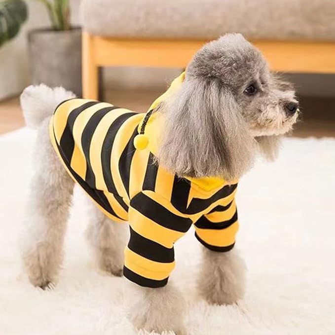 Pet Bee Halloween Costume Dog Hoodies Cat Holiday Cosplay Warm Clothes Puppy Cute Hooded Coat Christmas Outfits for Cat and Small Dogs (C, Medium), Yellow