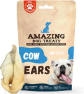 Amazing Dog Treats - Cow Ears for Dogs - Full Size (12 Pack) - Thick-Cut 100% Beef - All Natural Rawhide Alternative- Safe No Hide Dog Chew