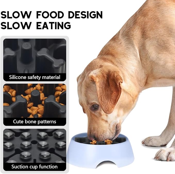 Soft Silicone Anti-Choking Puzzle Slow Feeder Insert for Dogs, Compatible with Regular Elevated Dog Bowls
