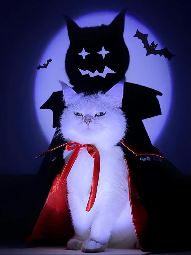 FOIMAS Dog Cat Halloween Costume,Vampire Devil Cape Cloak Pet Costume for Cats Dogs Halloween Costume Party Supply