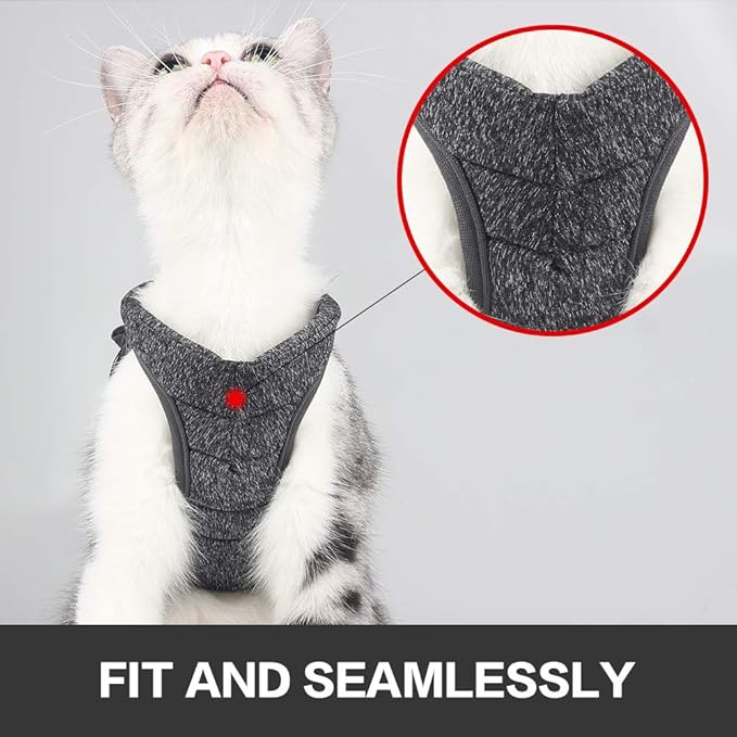 HEYWEAN Cat Harness and Leash - Ultra Light Escape Proof Kitten Collar Cat Walking Jacket with Running Cushioning Soft and Comfortable Suitable for Puppies Rabbits