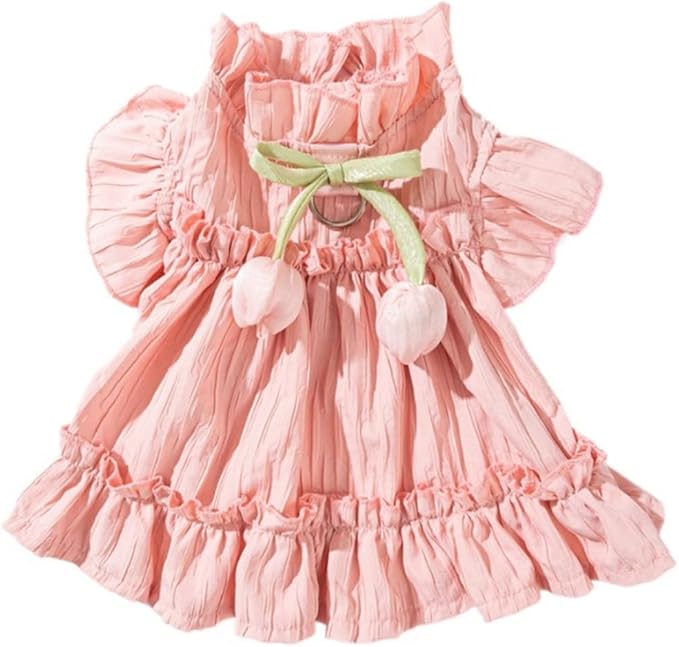 Adorable Ruffles Dog Dress with Bow Cute Pet Clothes for Small Medium Dogs Summer Pet Skirt Soft Breathable