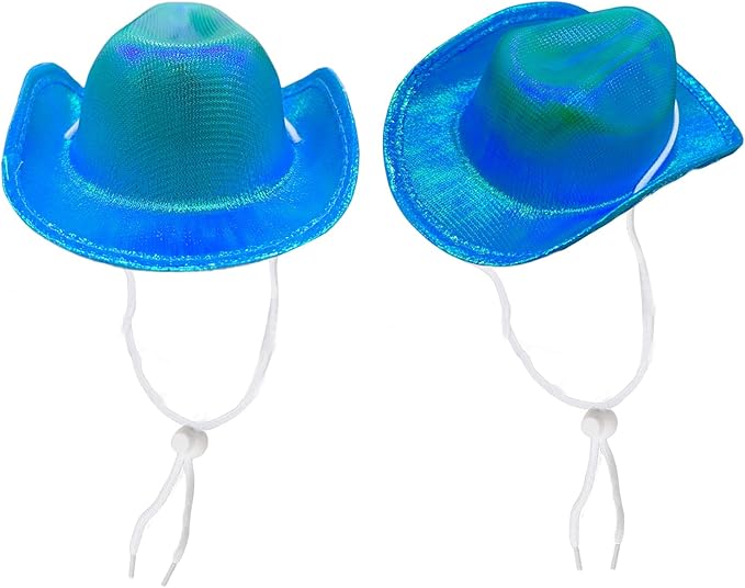 Dog and Cat Cowboy Hat With Bandana Scarf - Mini Pet Costume for Holiday, Halloween, Party Decoration (Blue-style2, Small)