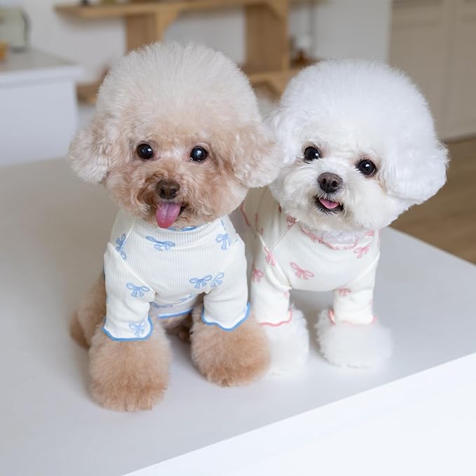 Small Dog Clothes Extra Small Dogs Spring Summer Dress Cute Soft and Breathable Outfits for Female Chihuahua Shih Tzu Yorkshire Puppy Cats (Blue, X-Small)
