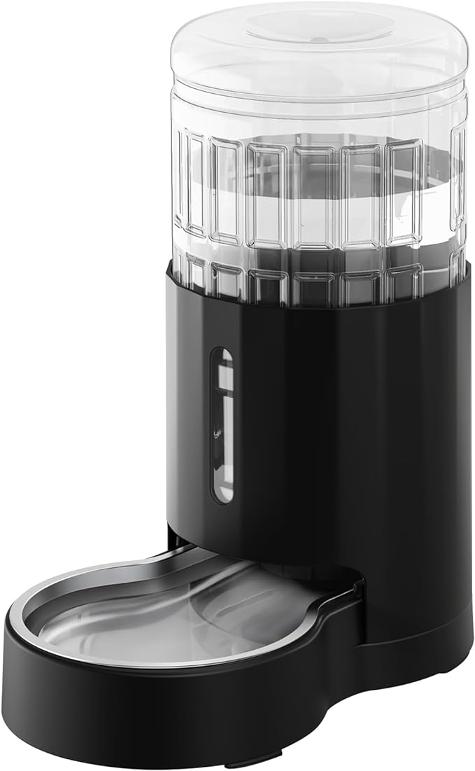CZPET Dog Water Bowl Dispenser 4L, Wider Mouth & Upgraded Brush for Easy Cleaning Automatic Cat Gravity Refilling Waterer with Removable Stainless Steel Bowl, Large Drinking Area for Multi-Pet (Black)