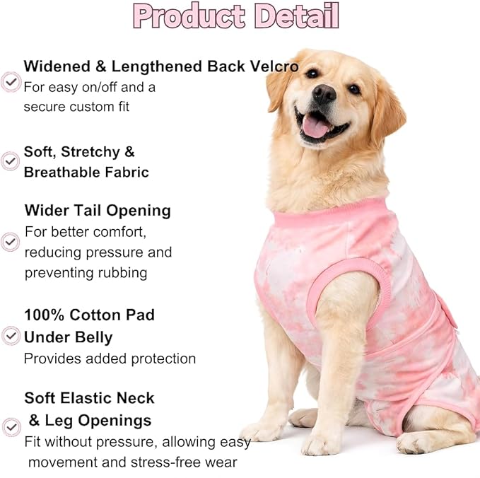 Dog Surgery Recovery Suit, E-Collar & Cone Alternative, Surgical Onesie for Dogs Female Male After Spayed Neutered, Soft Body Suits Post Spay Neuter, Large Pet Anti Licking Abdominal Wounds Onsie, XXL