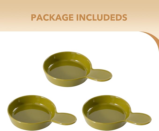 Havniva Ceramic Wide Whisker Friendly Cat Dishes, Set of 3 Ceramic Cat Bowls with Handle, Anti-Slip Indoor Kitten Feeding Food& Water Dish to Prevent Whisker Fatigue(3 Pcs, Matcha Green)