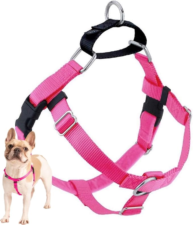 2 Hounds Design Freedom No Pull Dog Harness, Adjustable Harness, Easy Walking & Comfortable Control, Fits Small, Medium & Large Dogs, Solid Colors, Made in USA, 1" XL, Hot Pink