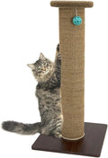 Kitty City Tall Sisal Cat Scratching Post, 32” Durable Scratcher with Sturdy Base & Hanging Jingle Toy, Easy Assembly, Furniture Protection for Indoor Cats - Brown