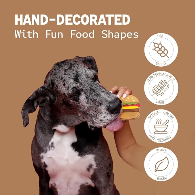 Off The Menu Gift | Hand-Decorated Dog Cookies – 3 Pack in Gift Box | Extra Large Dog Treats 62g Cookie, Vegan Snacks for Dogs, Gifts for Dogs