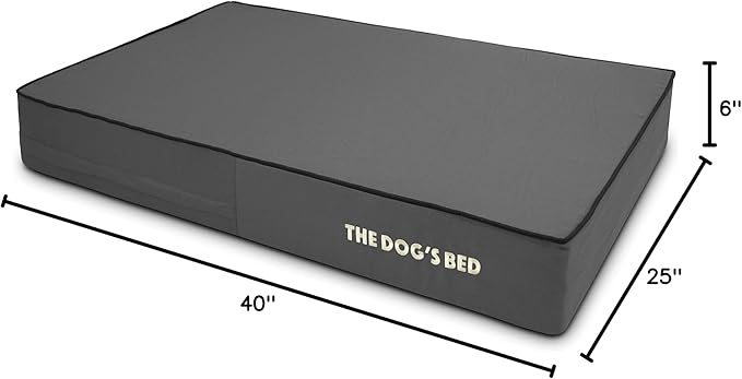 The Dog’s Bed Orthopedic Memory Foam Dog Bed for Large Dogs, Waterproof Washable Cover, Anti-Slip Base, Calming Surface – CertiPUR-Certified Foam, Grey with Black Trim, 6 Inch Thick