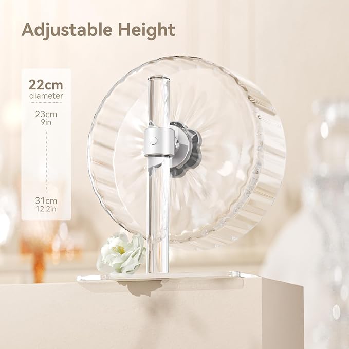Bucatstate Hamster Exercise Wheel Super-Silent with Adjustable Base Dual-Bearing Cage Accessories Quiet Spinning Running Wheel for Dwarf Syrian Hamster Gerbils and Other Small Animals