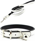 Metal Buckle Pet Collar and Leash Set with Bell Suit for Cats or Puppy Dogs White/Black/Red/Pink/Blue/Brown (M (Collar + Leash), White)