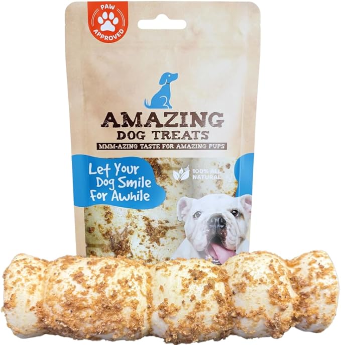 Amazing Dog Treats - Beef Cheek Rolls Mega Thick (Bully Dust Flavor, 10" - 3 Count) - Safe Rawhide Alternative Dog Chew - Great for Power Chewers - Long Lasting Dog Chew - Retriever Rolls for Dogs