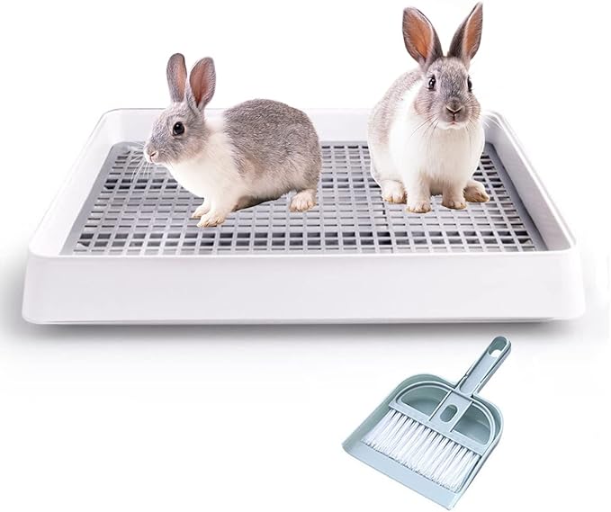 Petlex 22x18 inches Rabbit Litter Box with Grate, Extra Large Rabbit Litter Pan for Cage, Bunny Restroom Litter Tray Small Animals Toilet Potty Trainer for Hamster Ferret Rats Guinea Pigs Hedgehog