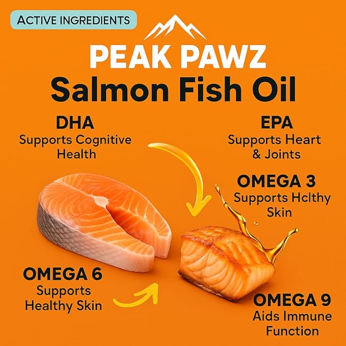 Wild Alaskan Salmon Oil for Dogs and Cats 16 oz All Natural Omega-3 EPA DHA Rich Supplement for Healthy Skin and Coat, Joint & Immune Support Fish Oil, Fast Absorbing Liquid Supplement