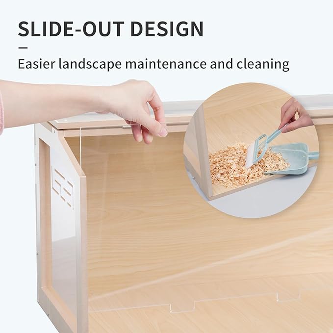 31.5 inch Wooden Hamster Cage, Large Habitat, Openable Top, Transparent Acrylic for Interior View, Ventilated, Easy to Clean, for Syrian Hamster, Dwarf Hamster, Gerbil, Other Small Pet Animals
