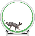One Fast Cat - Cat Exercise Wheel - Gen. 7 - Safe 48" Diameter - Made in The USA - White Wheel with Tropical Frogs Foam Traction Pads and Solid Black Inline Wheels