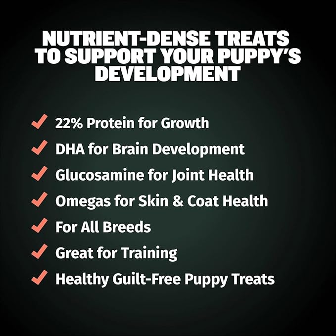 Bully Max Puppy Training Treats - Soft Chews Dog Food Supplements & Vitamins for Brain, Skin & Coat Health - Glucosamine & Chondroitin for Joint Support – Multivitamin Food Topper for Puppies - 3 Bags