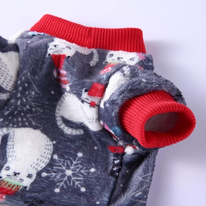 XIAOYU Christmas Dog Pajamas Soft Warm Pet Clothes Cat Apparel Winter Holiday Costumes for Small Dog Cat, Christmas Cat, XL
