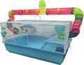 EXTRA LARGE 23" Habitat Hamster Rodent Gerbil Mouse Mice Rat Wire Cage Long Crossing Tube & Deep Tray Expandable and Customizable Hide House Excerise Running Wheel Water Bottle Food Dish