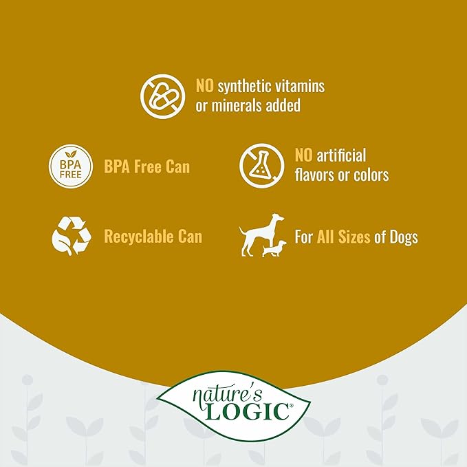 NATURE'S LOGIC Grain-Free Canned Dog Food - 95% Animal Proteins - 100% Natural Wet Dog Food Cans - No Common Allergens - All Life Stages - Ideal for Sensitive Dogs - Chicken (13.2 oz, 12 Pack)