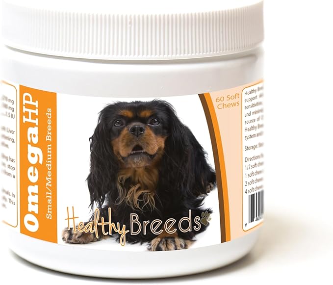 Healthy Breeds English Toy Spaniel Omega HP Fatty Acid Skin and Coat Support Soft Chews 60 Count