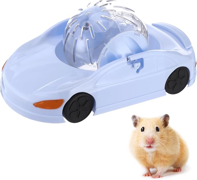 Hamster Exercise Ball Sports Car, Hamster Car with Detachable Transparent Ball, 3 Modes Funny Exercise Wheel, Small Exercise Ball for Dwarf Small Pet (Blue)