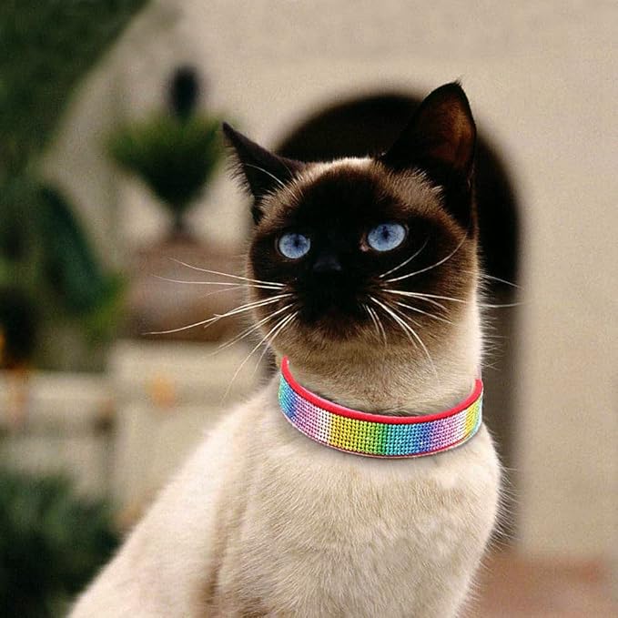 Haoyueer Cute Dazzling Sparkling Elegant Fancy Soft Suede Leather Bling Rhinestone Crystal Jeweled Pet Cat Dog Puppy Collar Dog Leash Combo Set (XS, Red-3)
