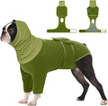 FUAMEY Dog Recovery Suit Female, Post Operation Suit for Dogs to Stop Licking, Turtle Neck Surgical Onesie for Male Dogs Substitute E-Collar & Cone After Surgery, French Bulldog (Green, M)