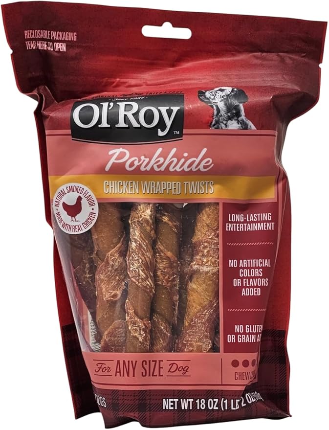 Ol' Roy Porkhide Chicken Wrapped Twists Dog Treats, 18 Ounces