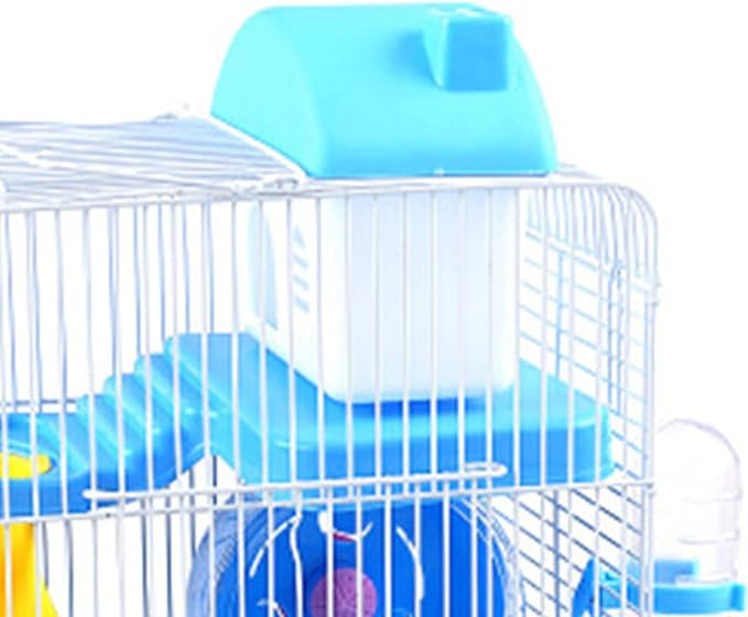 Naroote Hamster Cage, 2 Tiers Large Hamster Cages - Ideal Habitat for Smaller Animals Gerbils, Spacious, Portable, High Chassis Design Hamster Mice Travel Cage for Exploration and Play (Blue)