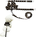 Cat Harness and Leash Set, Sweet Bow Kitten Collar, Escape Proof Extra Small Boy Dog Harness, Cute Polka Dot Print Puppy Collar, Dog Leash for Small Dogs Kittens Outdoor Walking (Black, S)