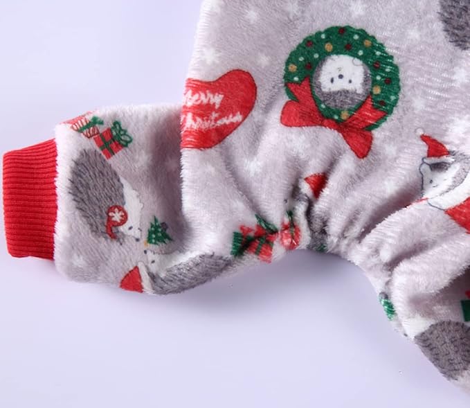 XIAOYU Christmas Dog Pajamas Soft Warm Pet Clothes Cat Apparel Winter Holiday Costumes for Small Dog Cat, Hedgehog, XL