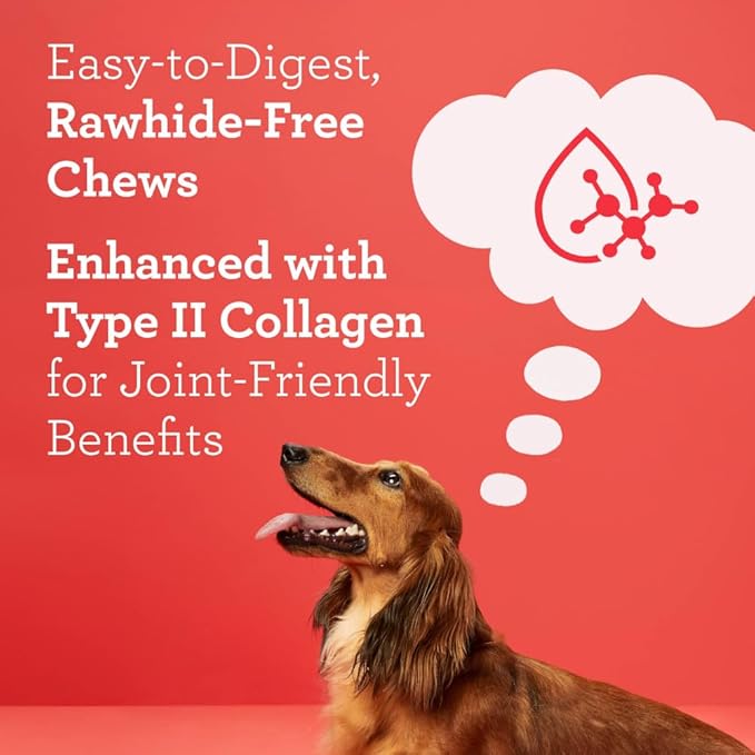 DreamBone CollaYUMS Knots Plus Collagen Chews for Dogs, 8 Count, Treat Your Dog to Rawhide-Free Chews Made with Chicken, Vegetables and Peanut Butter