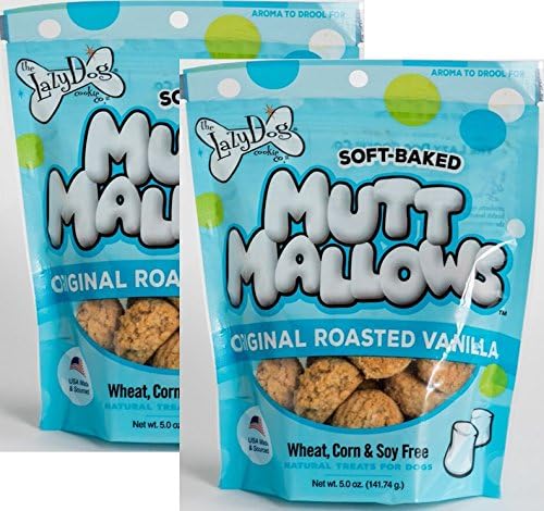 The Lazy Dog Cookie Co. Soft Dog Treats, Mutt Mallows Roasted Vanilla, for Small, Medium and Large Dogs, Wheat-Free, Baked in The USA, 5 oz. (Pack of 2) Vanilla