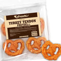 A Freschi srl Turkey Tendons for Dogs, USA-Sourced, Healthy Dog Treats, Rawhide-Free Puppy Chews, Long Lasting, All Natural, Hypoallergenic Dog Treats for Large Breeds, 10 oz Pack Pretzel (L)