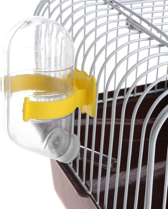 Small Pet Hamster Cage with Running Wheel Water Bottle Food Basin Portable Carrier House Mice Home Habitat for Going Out, Traveling (Coffee)